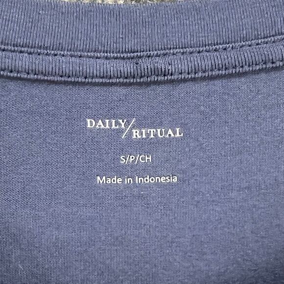 Daily Ritual Tunic T Shirt Womens S Blue Jersey Short Sleeve Casual Tee Coastal - Picture 12 of 16